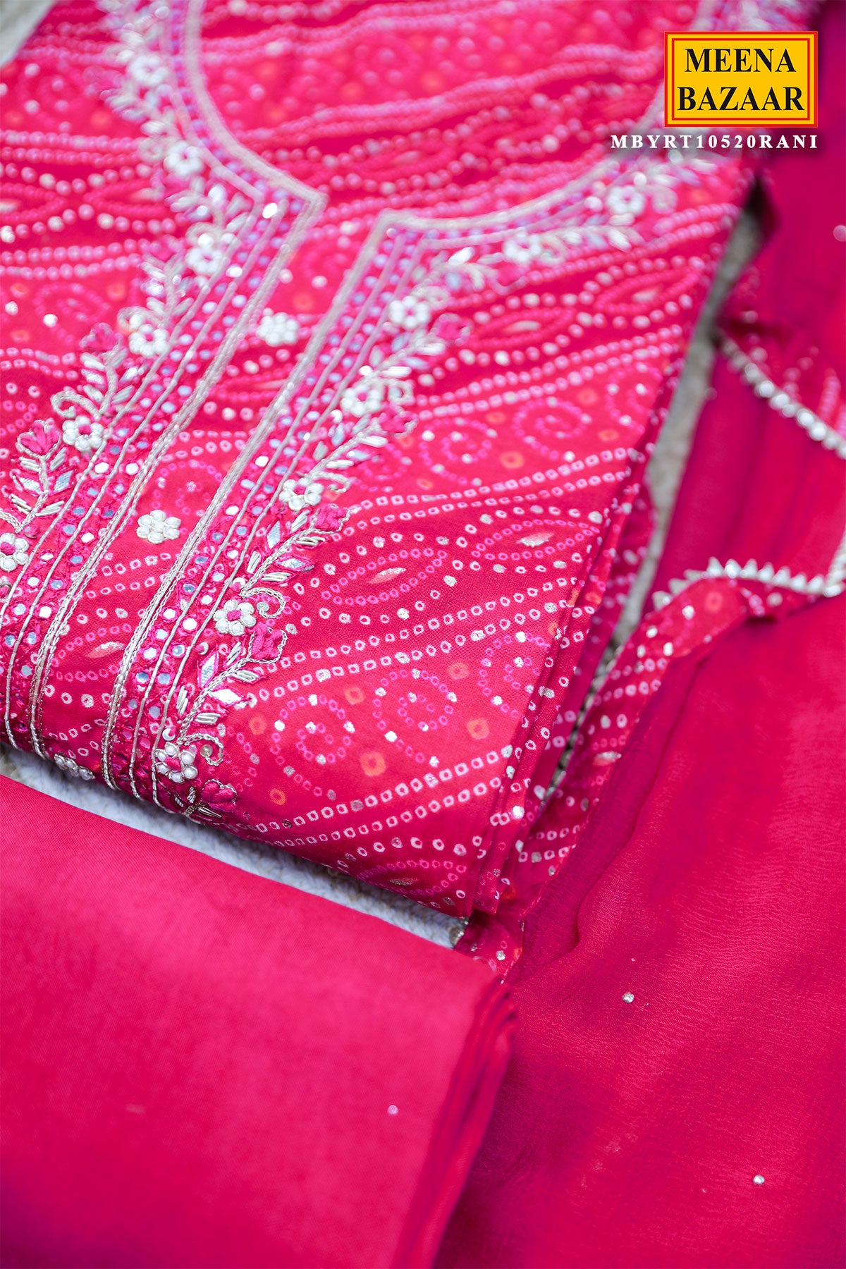 Rani Chanderi Embroidered Unstitched Suit