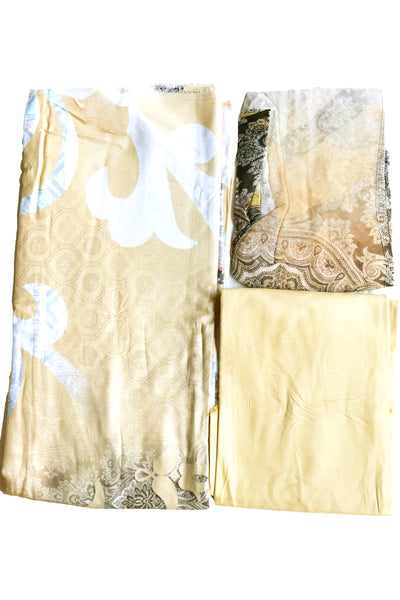 Mustard Printed Cotton Slub Suit Set