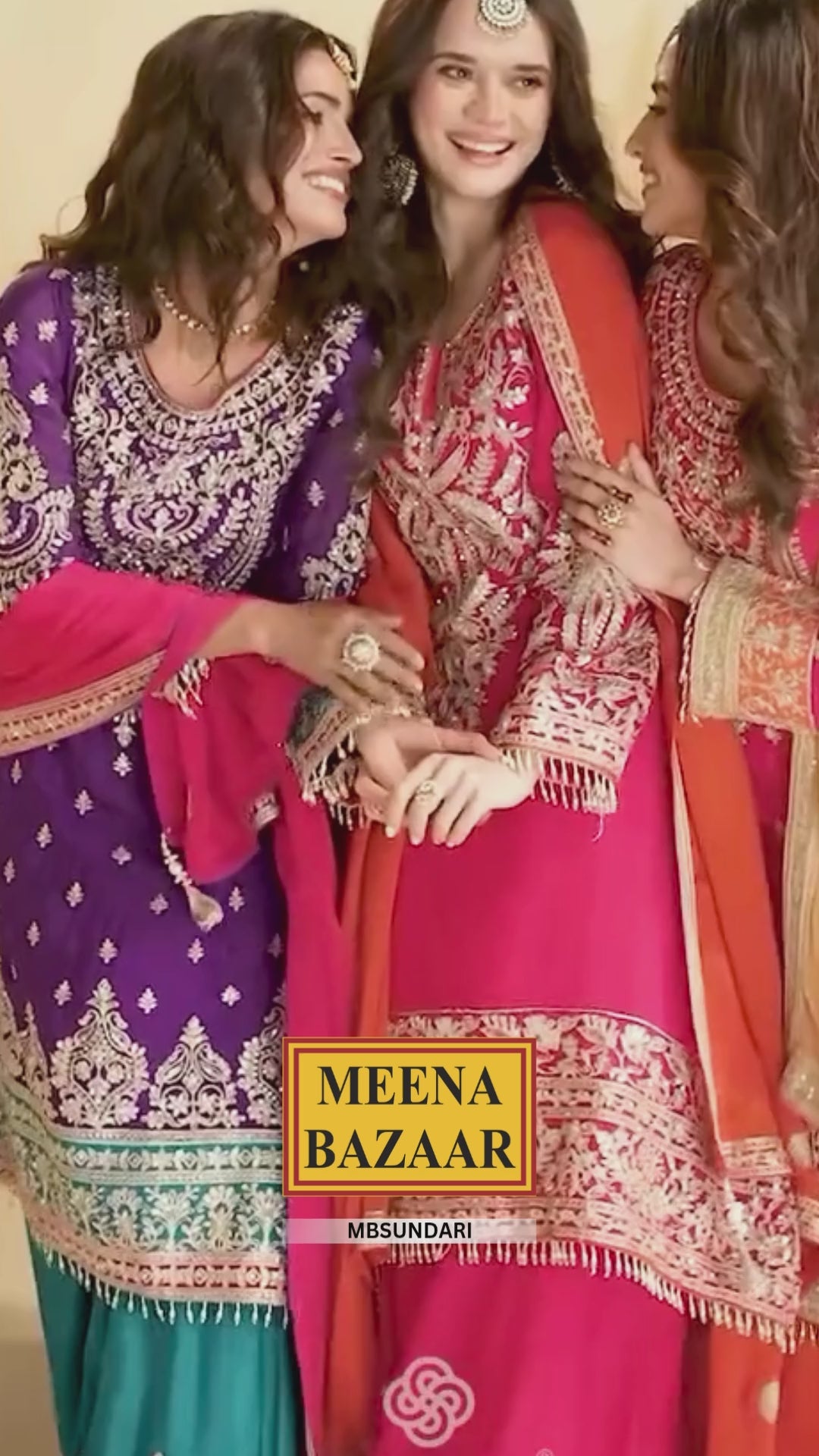 Rani Pink Chinon Silk Sharara Ready Made Suit with Heavy Embroidery & Mirror Work