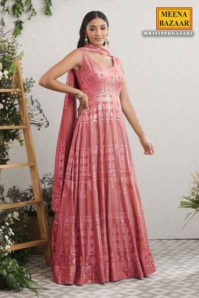 Gajari Georgette Sequins Embroidered Gown with Dupatta
