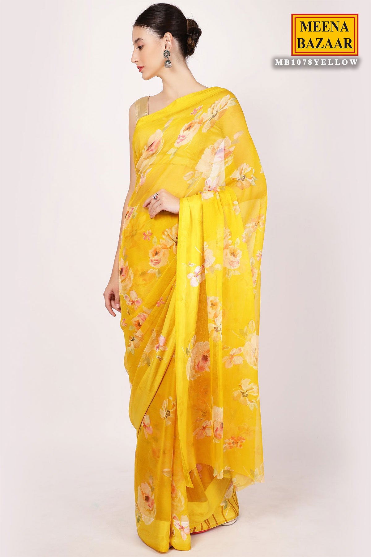 Buy Meena Bazaar Embellished Party Wear Saree - Sarees for Women 26123618 |  Myntra