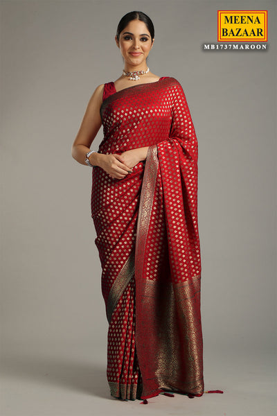 Maroon Khaddi Georgette Woven Saree