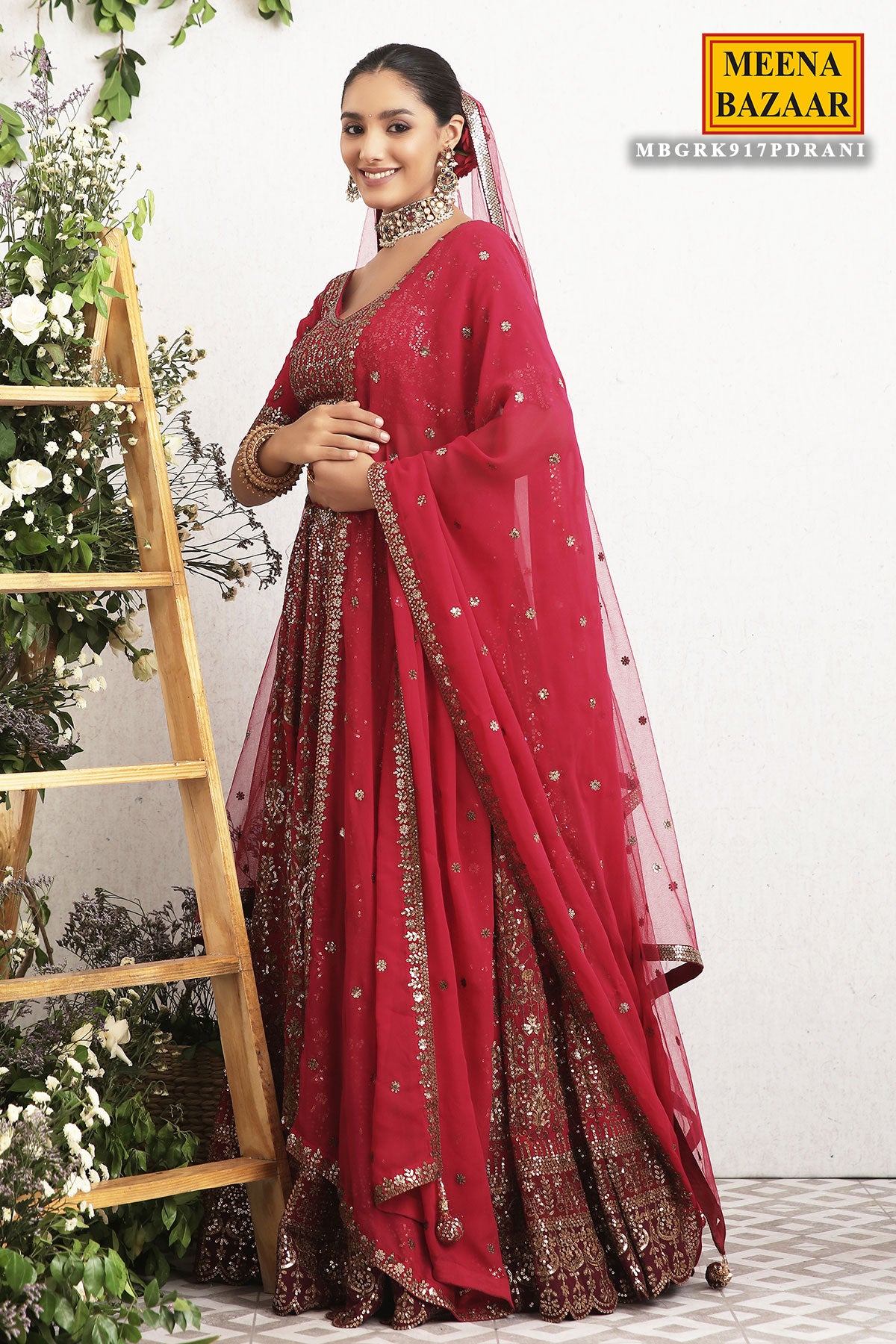 Meena Bazaar - A breathtaking Red Lehenga decorated with... | Facebook