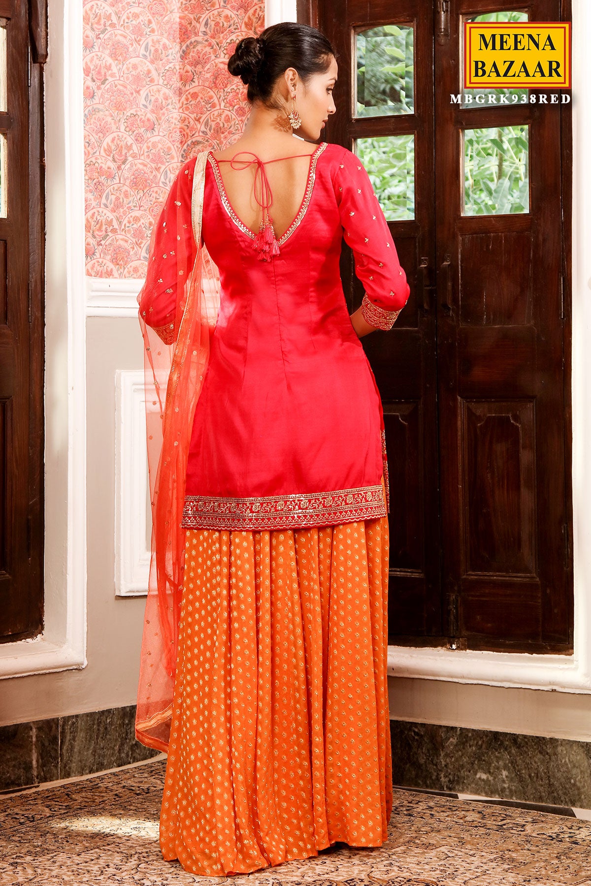 Rani Silk Embroidered Sharara Suit