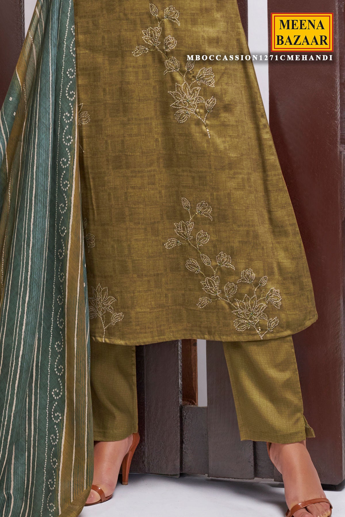 Mehandi Modal Floral Printed Suit Set