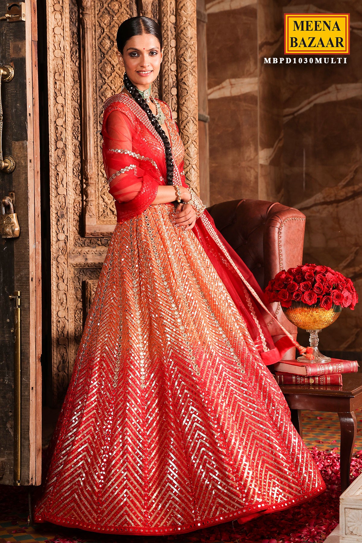 ShaadiKiTyaari Our Velvet Bridal Lehenga with two dupattas, is the perfect  choice for your special wedding entrance! Shop now at www.mb... | Instagram