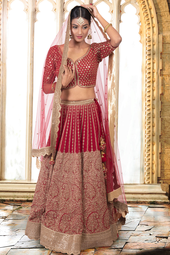 Buy Wine Chiffon Lehenga Set With Sequins by NAKUL SEN at Ogaan Online  Shopping Site