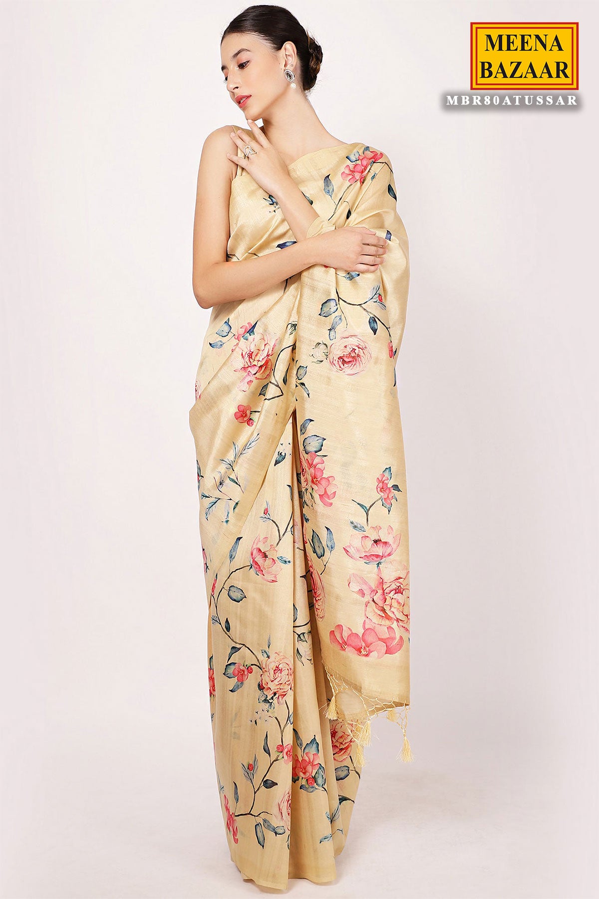 Tussar Chanderi Silk Printed Saree