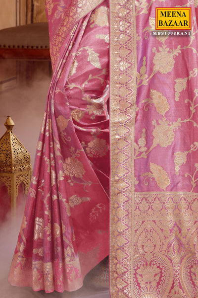 Rani Banarsi Silk Floral Zari Woven Saree