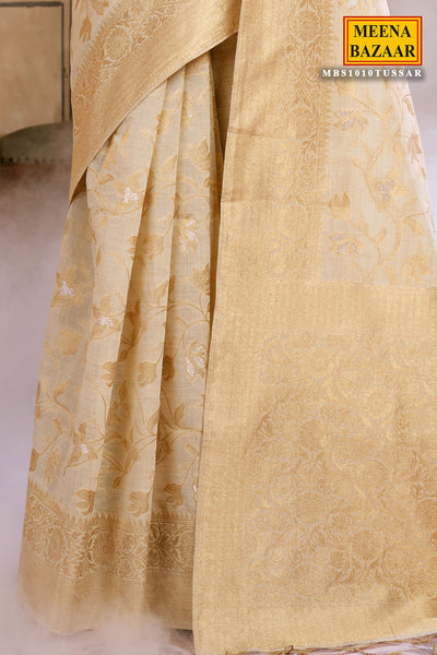 Tussar Chanderi Silk Organza Woven Saree