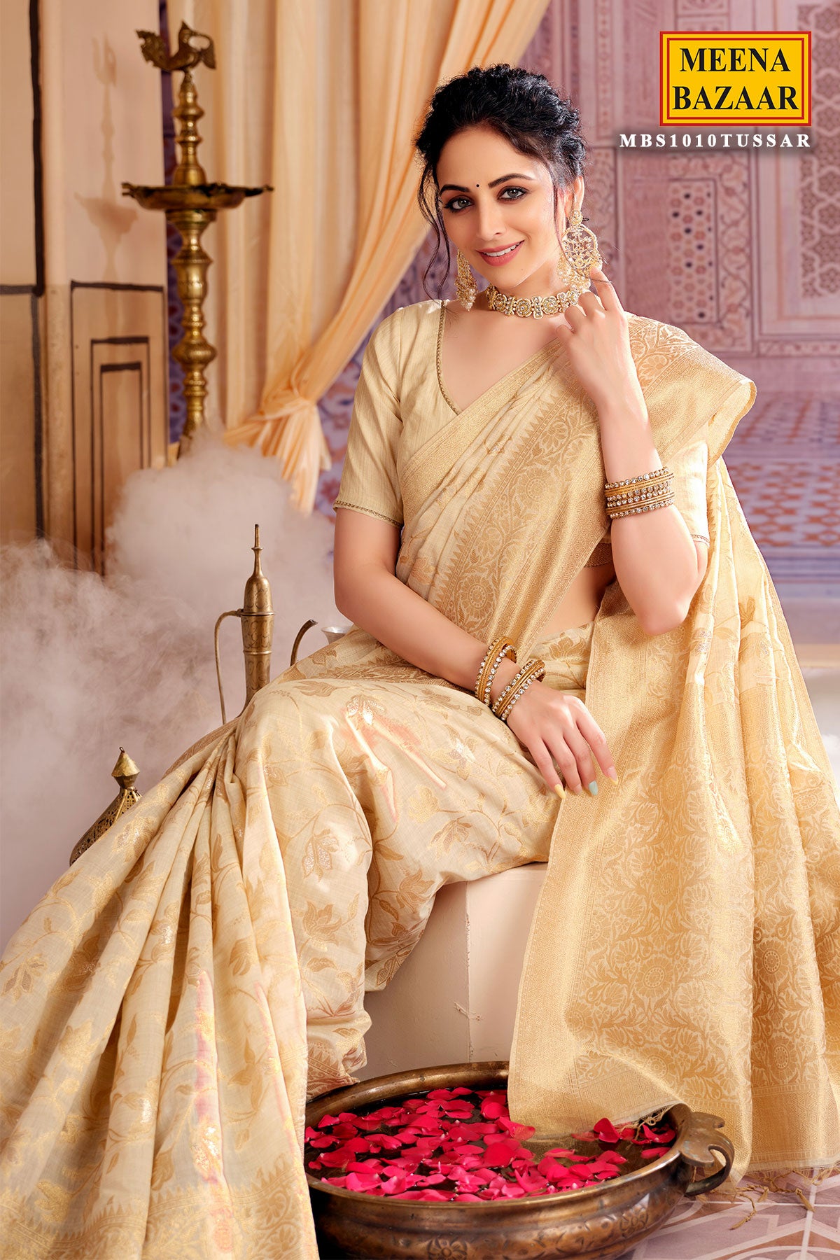 Tussar Chanderi Silk Organza Woven Saree