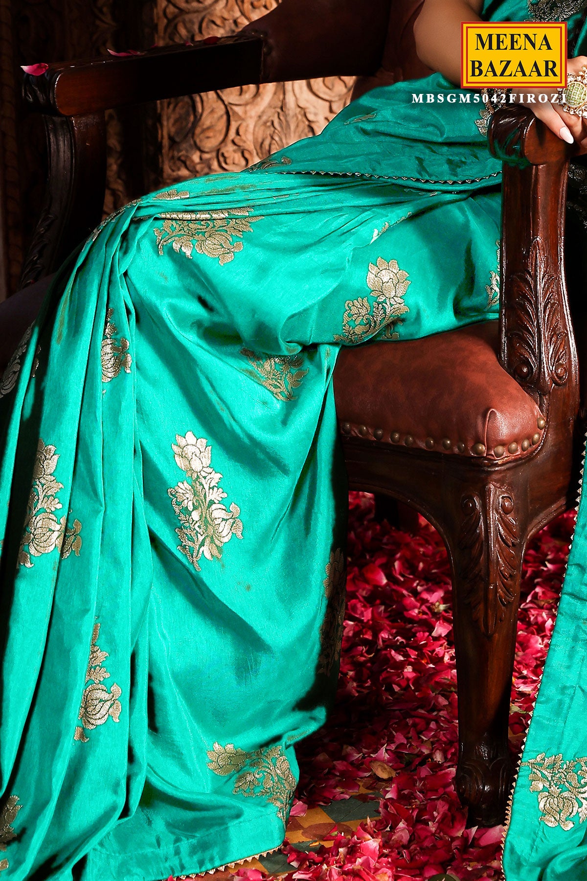 Firozi Silk Woven Saree