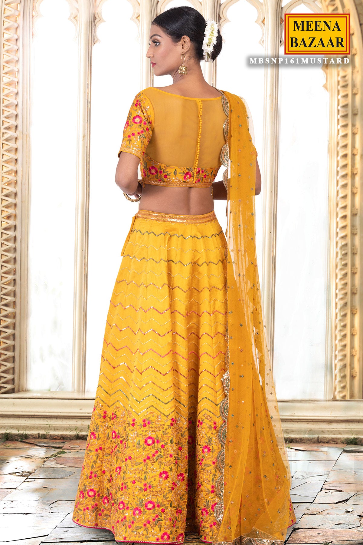 Meena Bazaar Self Design Semi Stitched Lehenga Choli - Buy Yellow,Red Meena  Bazaar Self Design Semi Stitched Lehenga Choli Online at Best Prices in  India | Flipkart.com