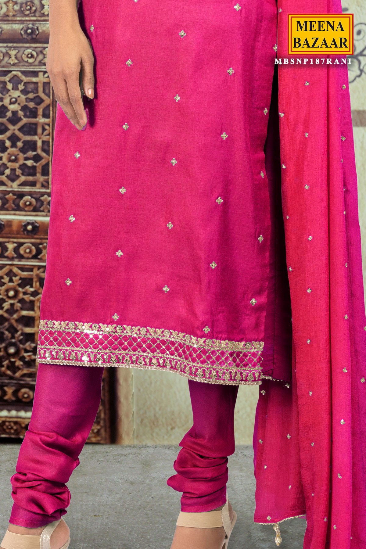 Rani Pink Sequins Embroidered Suit Set
