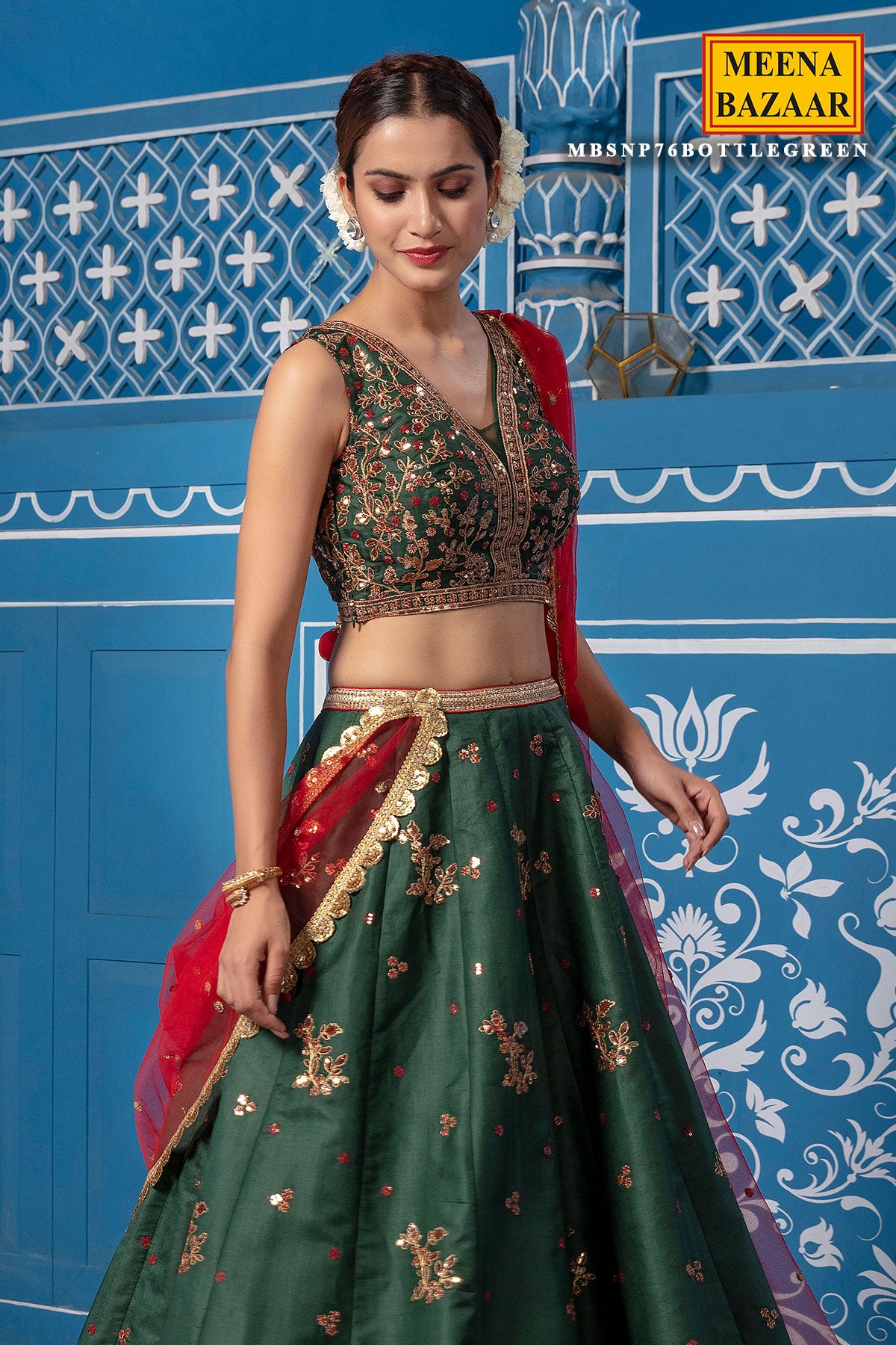 Buy online Bottle Green Flared Lehenga from ethnic wear for Women by Warthy  Ent for ₹799 at 82% off | 2024 Limeroad.com